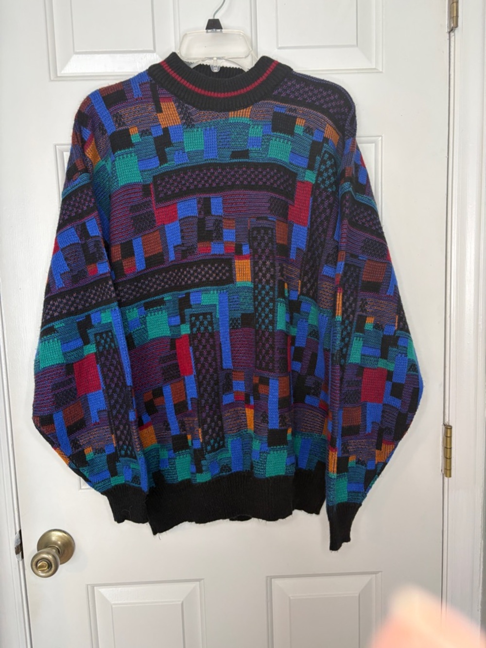 Vintage Multicolor Geometric Crewneck Sweater - Men's